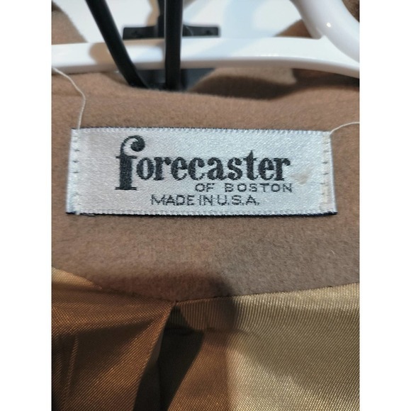 Forecaster Of Boston VINTAGE Camel Brown Long Trench Coat 100% Wool  Size 7/8 - Picture 3 of 8